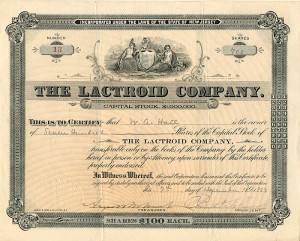 Lactroid Co. signed by August Belmont, Jr.